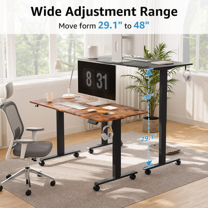MOUNTUP 55x28 Inches Electric Height Adjustable Standing Desk, Sit Stand Desk with Memory Controller, Ergonomic Stand Up Desk for Home Office with