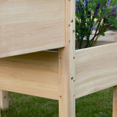 Outsunny 34"x34"x28" Raised Garden Bed, 2-Tier Elevated Wood Planter Box for Backyard, Patio to Grow Vegetables, Herbs, and Flowers, Natural Outsunny