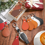 Nosiny 100 Pcs Pu Leather Key Fob Kit 10 Colors Leather Keychain Blanks with Key Rings and Rivets Key Chains Bulk for DIY (Bright Color) Nosiny