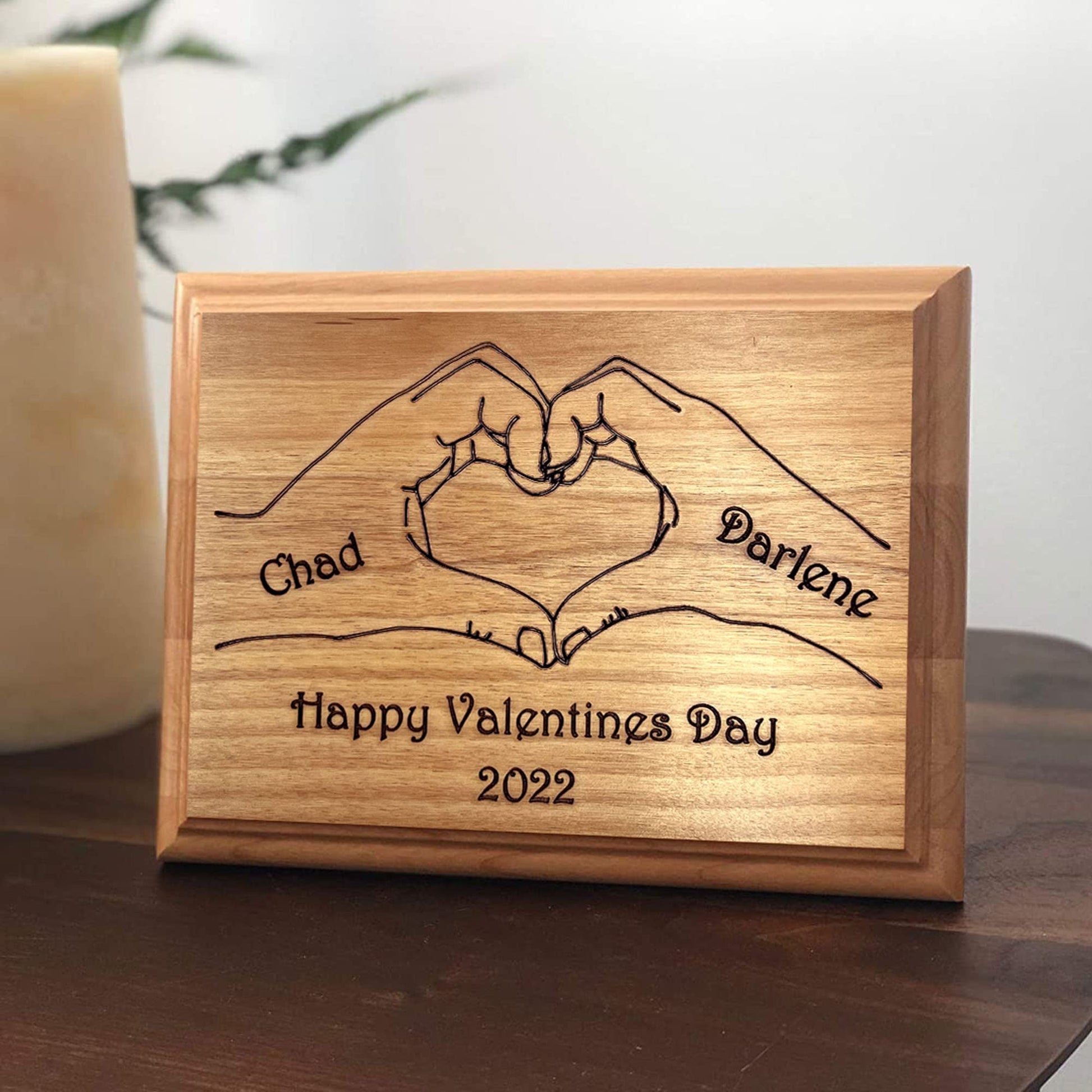 Personalized Wood Plaque with Heart Valentines Day - Wood Plaque Gift for Him Her Couple - WoodArtSupply