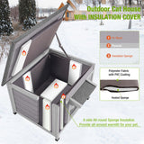 Outdoor Cat House with Insulated Liner Weatherproof Feral Cat Shelter for Winter GUTINNEEN