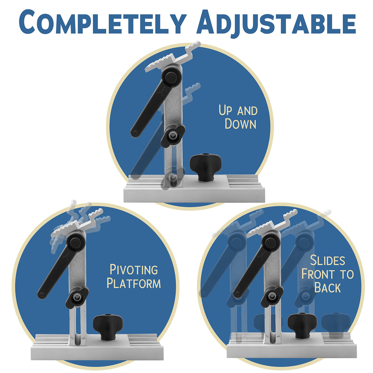 Adjustable Replacement Tool Rest Sharpening Jig for 6 inch or 8 inch Bench Grinders and Sanders • Includes a Pivoting Miter Slide and Flat Miter Peachtree Woodworking Supply