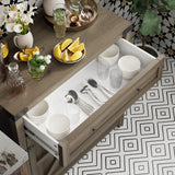 JUMMICO Coffee Bar Cabinet Farmhouse Kitchen Sideboard Buffet Cabinet with Drawer and Adjustable Shelf Barn Door Storage Cabinet for Kitchen, Dining JUMMICO