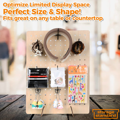 Wooden Pegboard Display Stand Retail Rack - Necklace Holder Earring Display Stands for Selling and Craft Shows - Jewelry, Pin, Stickers & Keychain