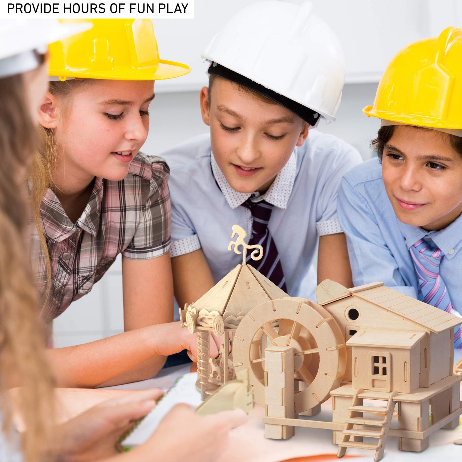 Puzzled 3D Puzzle Water Mill Set Wood Craft Construction Model Kit, Fun & Educational DIY Wooden Toy Assemble Model Unfinished Crafting Hobby Puzzle Puzzled