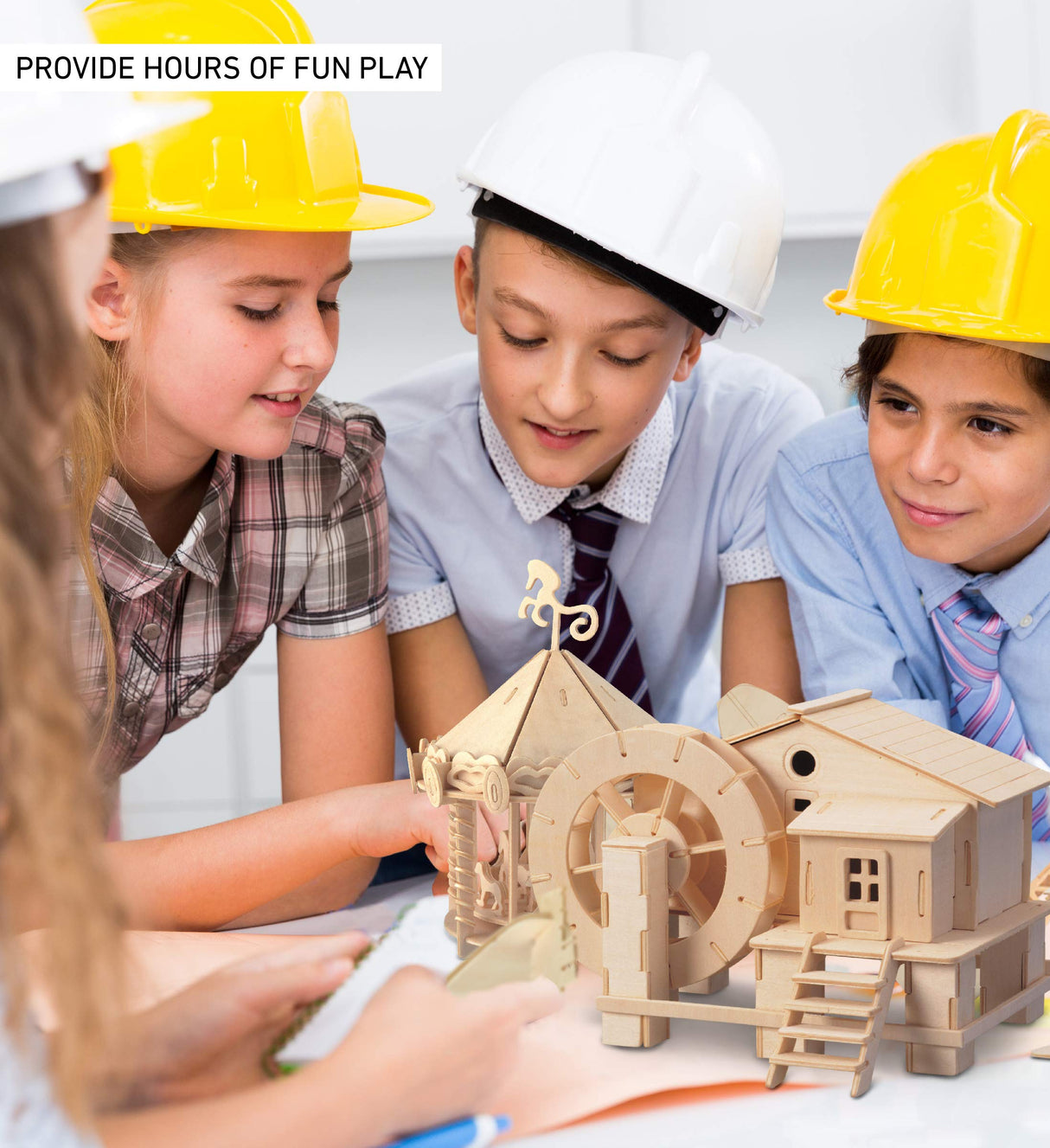 Puzzled 3D Puzzle Water Mill Set Wood Craft Construction Model Kit, Fun & Educational DIY Wooden Toy Assemble Model Unfinished Crafting Hobby Puzzle Puzzled