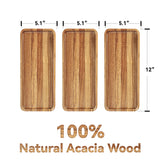 Acacia Wood Serving Trays, Set of 3 Wooden Serving Platters for Home Decor, Food, Cheese, Fruit, Vegetables, Charcuterie, Appetizer Serving Tray(11.8 Anyvape