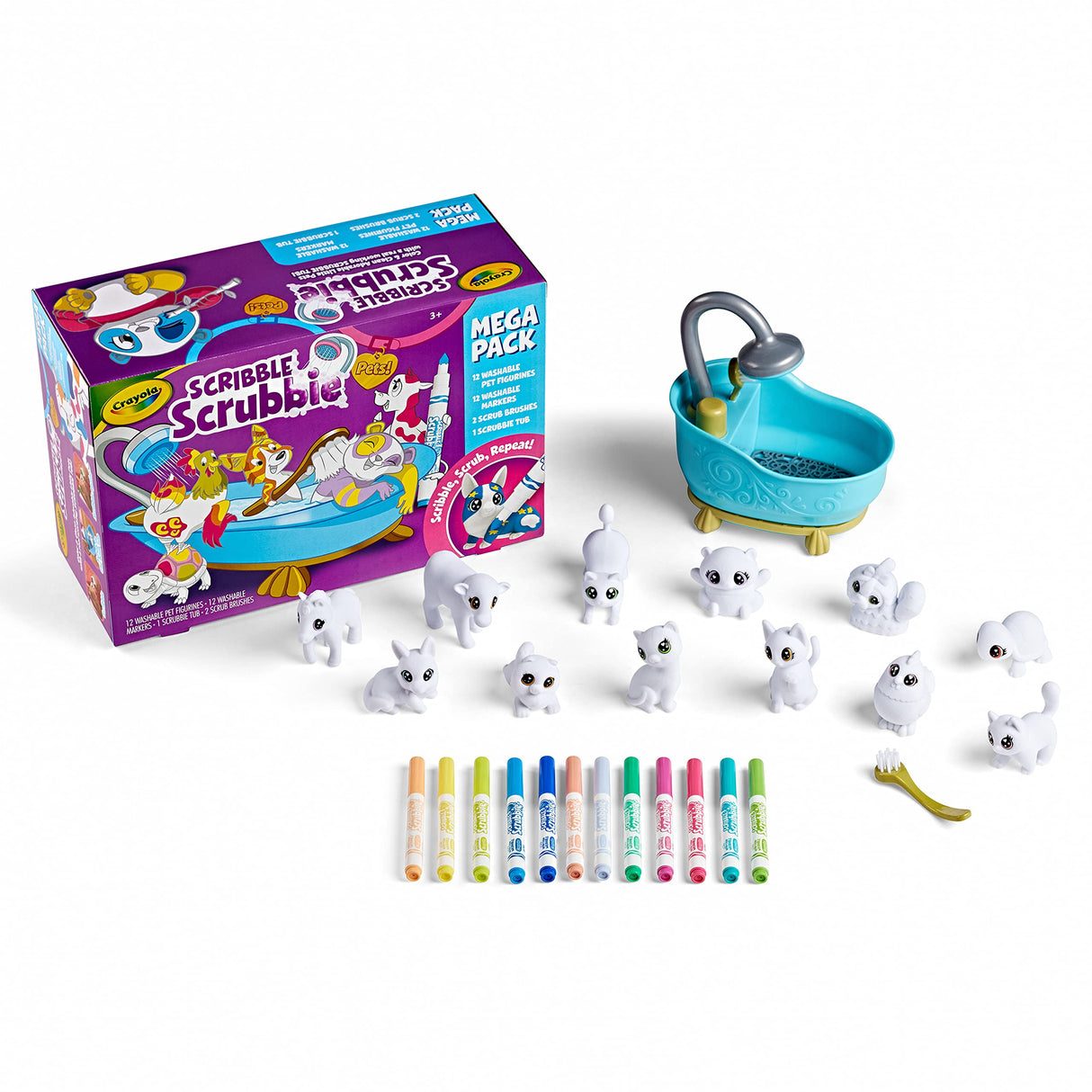 Crayola Scribble Scrubbie Pets Mega Set 2.0, Reusable Pet Care Toy, Toys for Girls & Boys, Holiday Gift for Kids, Ages 3, 4, 5, 6 Crayola