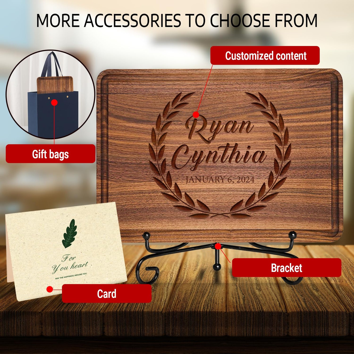 Personalized Cutting Board-12 Designs, Custom Wood Chopping Block - Unique Housewarming Wedding Engagement Gifts for Couple, Personalized Gifts for SCZQOVR