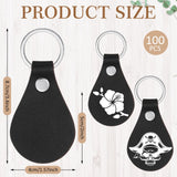 Geetery 100 Pcs PU Leather Key Fob Kit Blanks Key Fob Bulk with Rivets Key Rings DIY for Laser Engraving(Black) Geetery