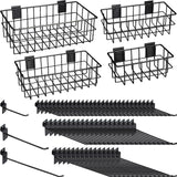Yaocom 94 Pcs Slatwall Accessory 4 Metal Slatwall Baskets 90 Slatwall Hooks 4'' 6'' 8'' Slat Wall Hooks Hanging Storage Baskets for Shops Rooms Yaocom