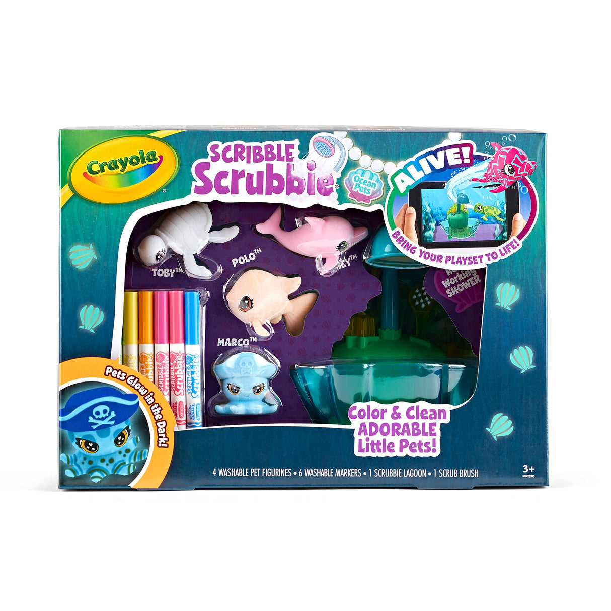 Crayola Scribble Scrubbie Glow Lagoon Pets, Sea Animal Toys, Gifts for for Boys & Girls, 3+ Crayola