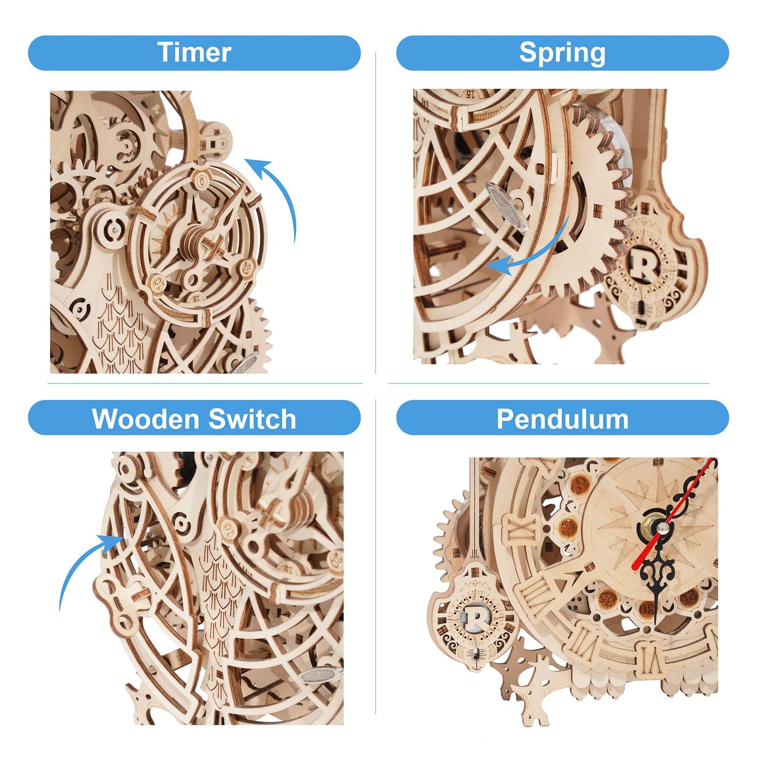 RoWood 3D Puzzles for Adults, Wooden Model Kits for Adults to Build, Birthday Gift for Adults & Teens (161 PCS)- Owl Clock RoWood