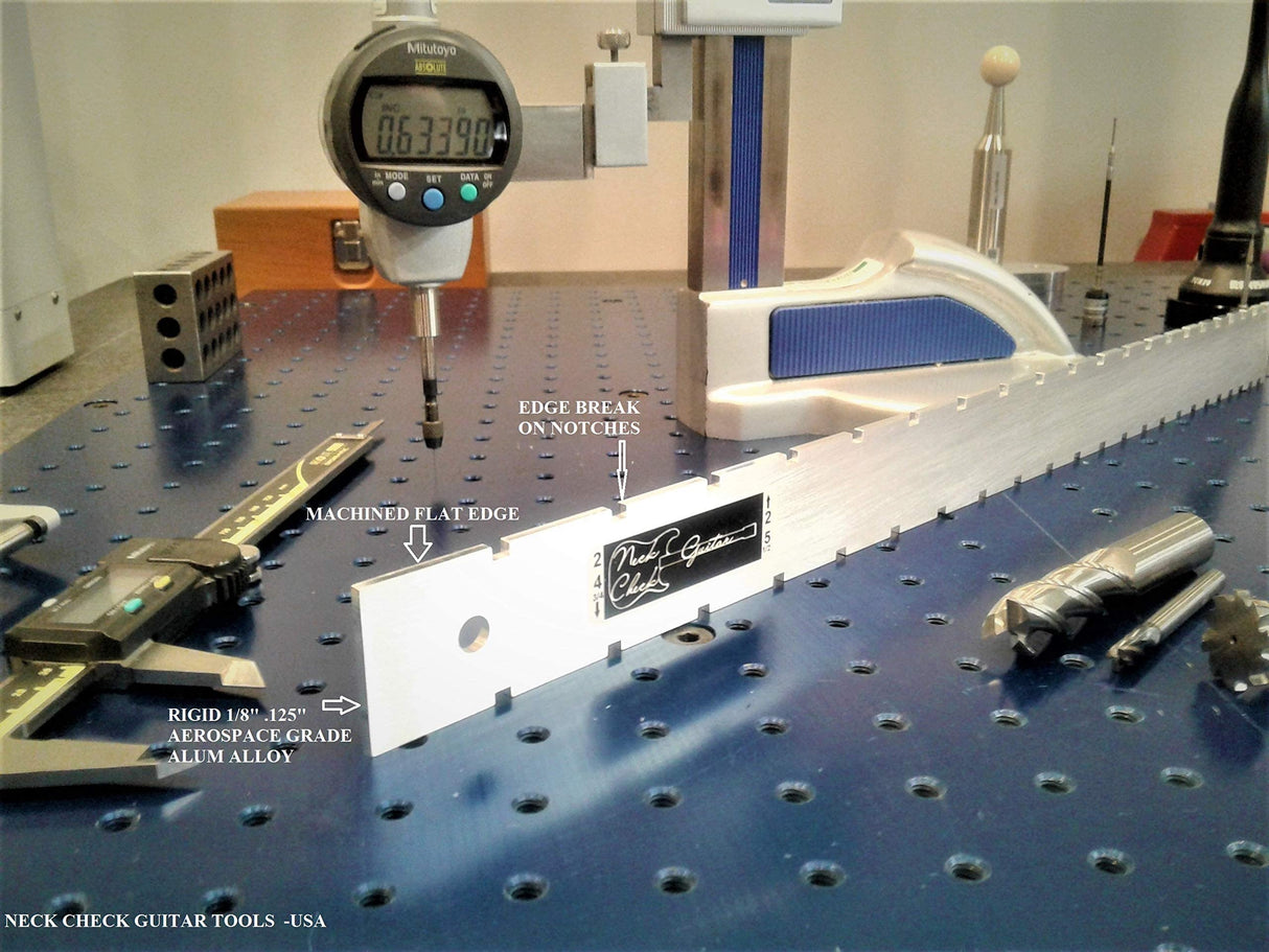 Made In USA-Bass Straight Edge (Notched) Luthiers Tool-Neck Check Neck Check Guitar