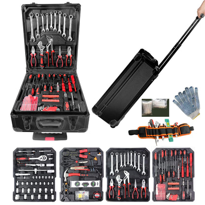 Tool Sets for Men, Tool Box with Tools, Tool Kit with Rolling Tool Box, Complete Tool Box Set,Household Tool Set, Aluminum Trolley Case Tool Setas, - WoodArtSupply