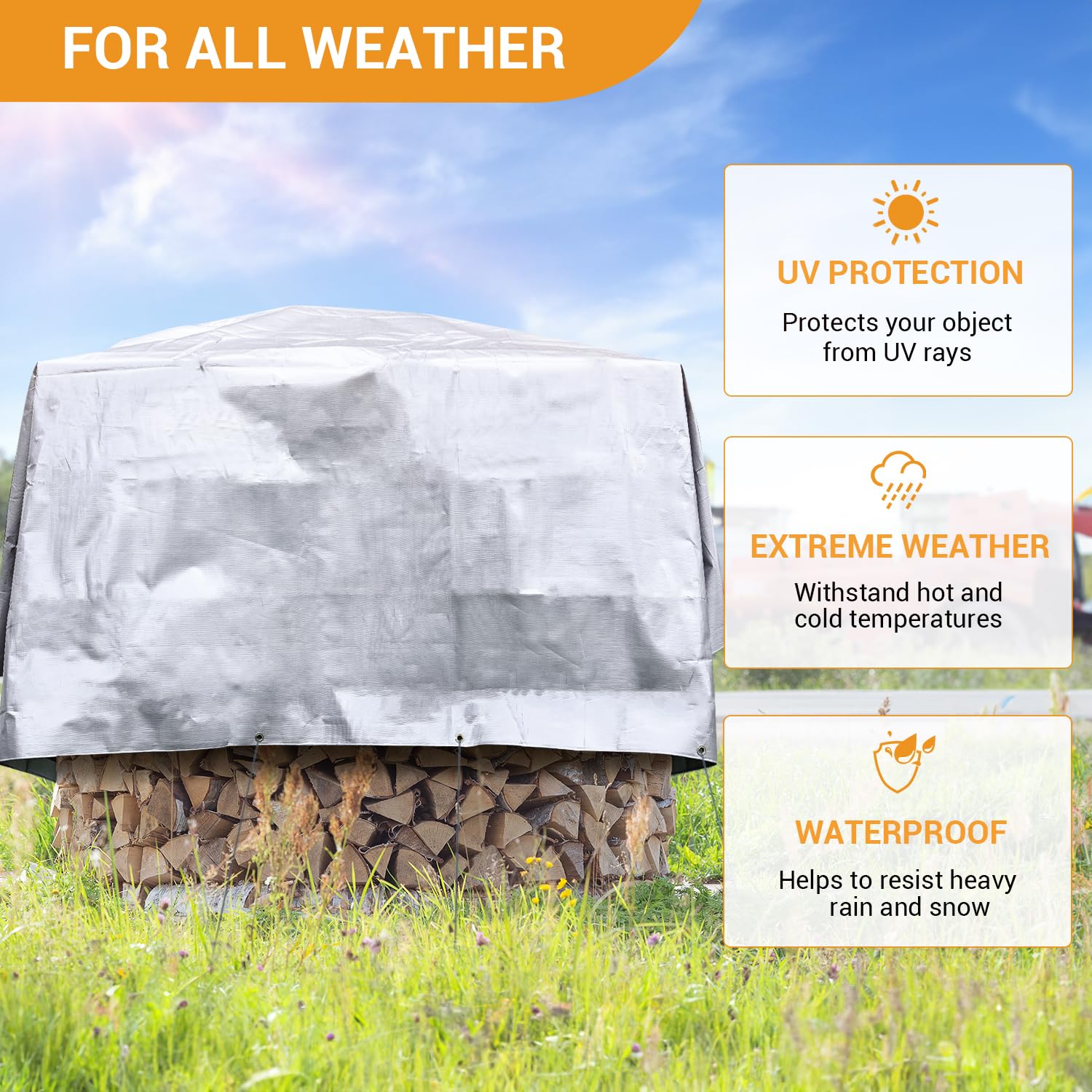 Keten Tarps Heavy Duty Waterproof 12’ X 20’, Extra Thick 16 Mil, Tear & Fade Resistant, 100% UV Blocking, Outdoor Tarp with Reinforced Grommets for Keten