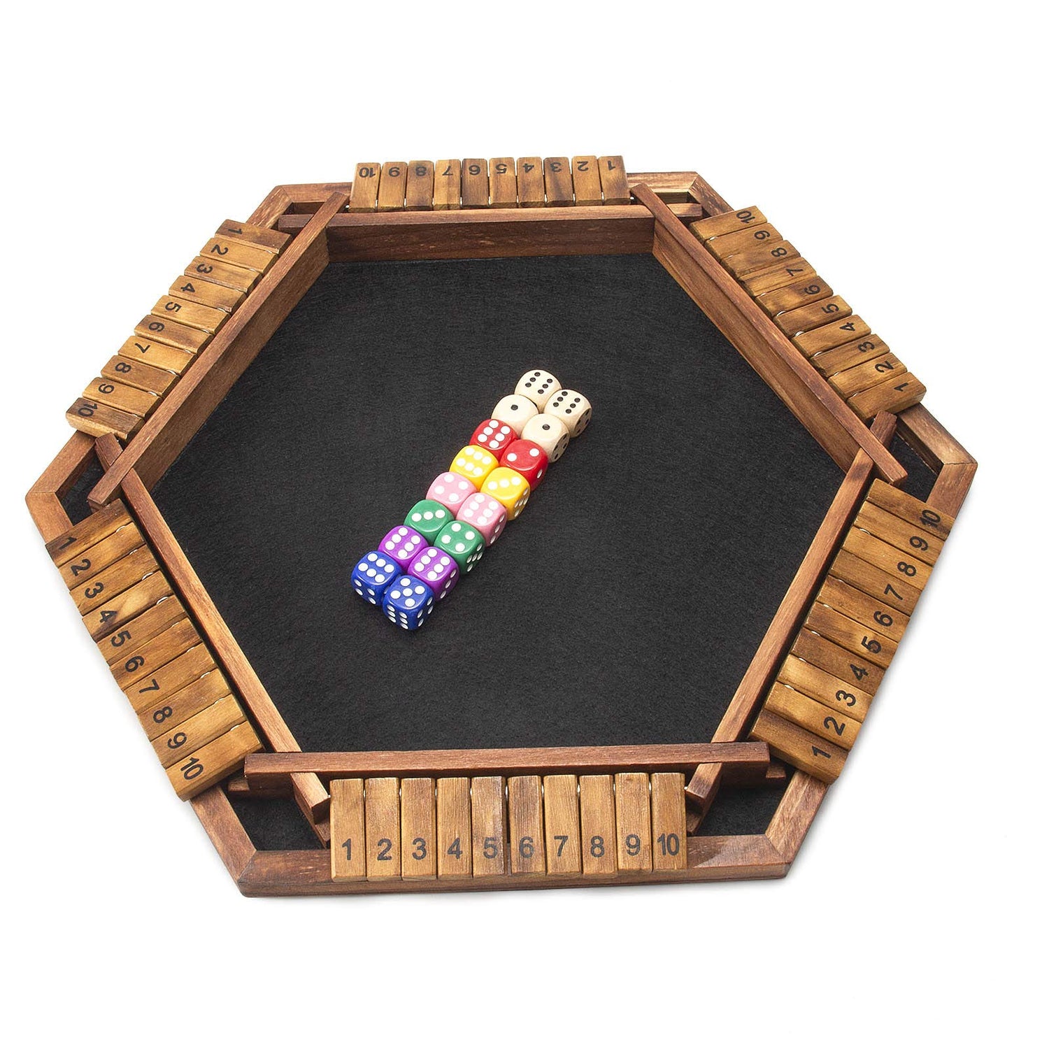 AMEROUS Upgraded 1-6 Players Shut The Box Dice Game, Wooden Board Table Math Game with 16 Dice for Kids Adults, Family Classroom Home Party or Pub AMEROUS