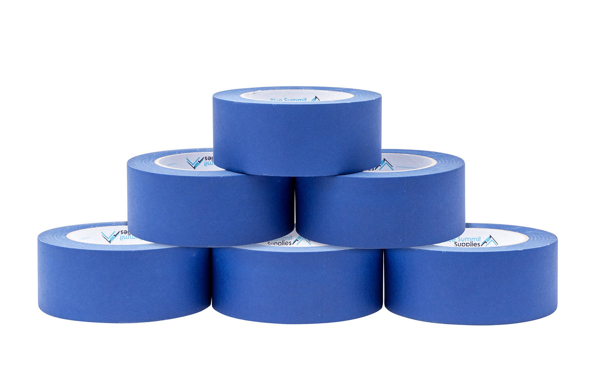 6 Pack 1.88 Inch Blue Painters Tape, Medium Adhesive That Sticks Well but Leaves No Residue Behind, 60 Yards Length, 6 Rolls, 360 Total Yards Blue Summit Supplies