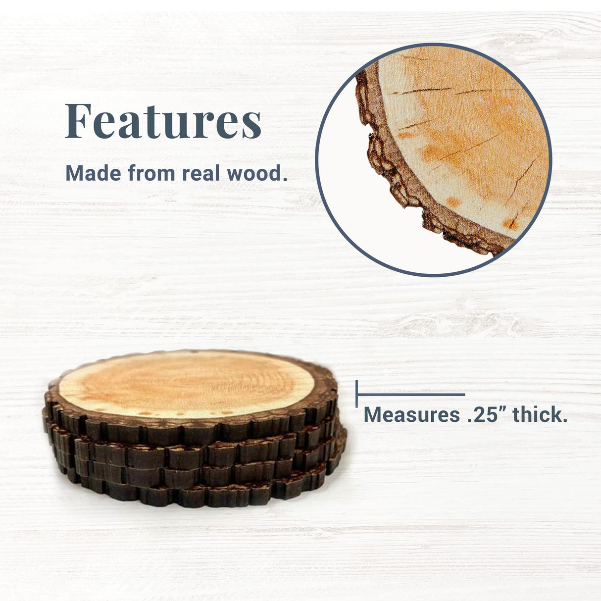 Let's Make Memories Personalized Christmas Ornament - Photo Only - Round - Rustic Wood Let's Make Memories