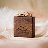 MUUJEE Slim Engagement Ring Box - Engraved Wooden Ring Box for Wedding Ceremony Engagement Proposal, Ring Bearer Box, Christmas Birthday Gift Ideas MUUJEE