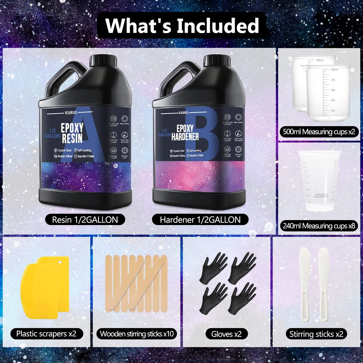 Epoxy Resin 1Gallon - Crystal Clear Epoxy Resin Kit - No Yellowing No Bubble Art Resin Casting Resin for Art Crafts, Jewelry Making, Wood & Resin KISREL