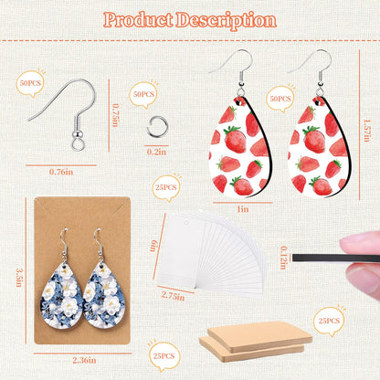 DolweJoy Sublimation Earring Blanks,30Pcs Sublimation Blanks Bulk,MDF Wood Sublimation Earrings Blank with Protective Film,Sublimation Blanks - WoodArtSupply