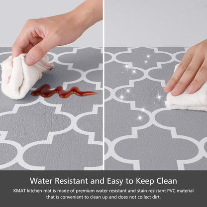 KMAT Kitchen Mat [2 PCS] Cushioned Anti-Fatigue Kitchen Rug, Waterproof Non-Slip Kitchen Mats and Rugs Heavy Duty PVC Ergonomic Comfort Foam Rug for
