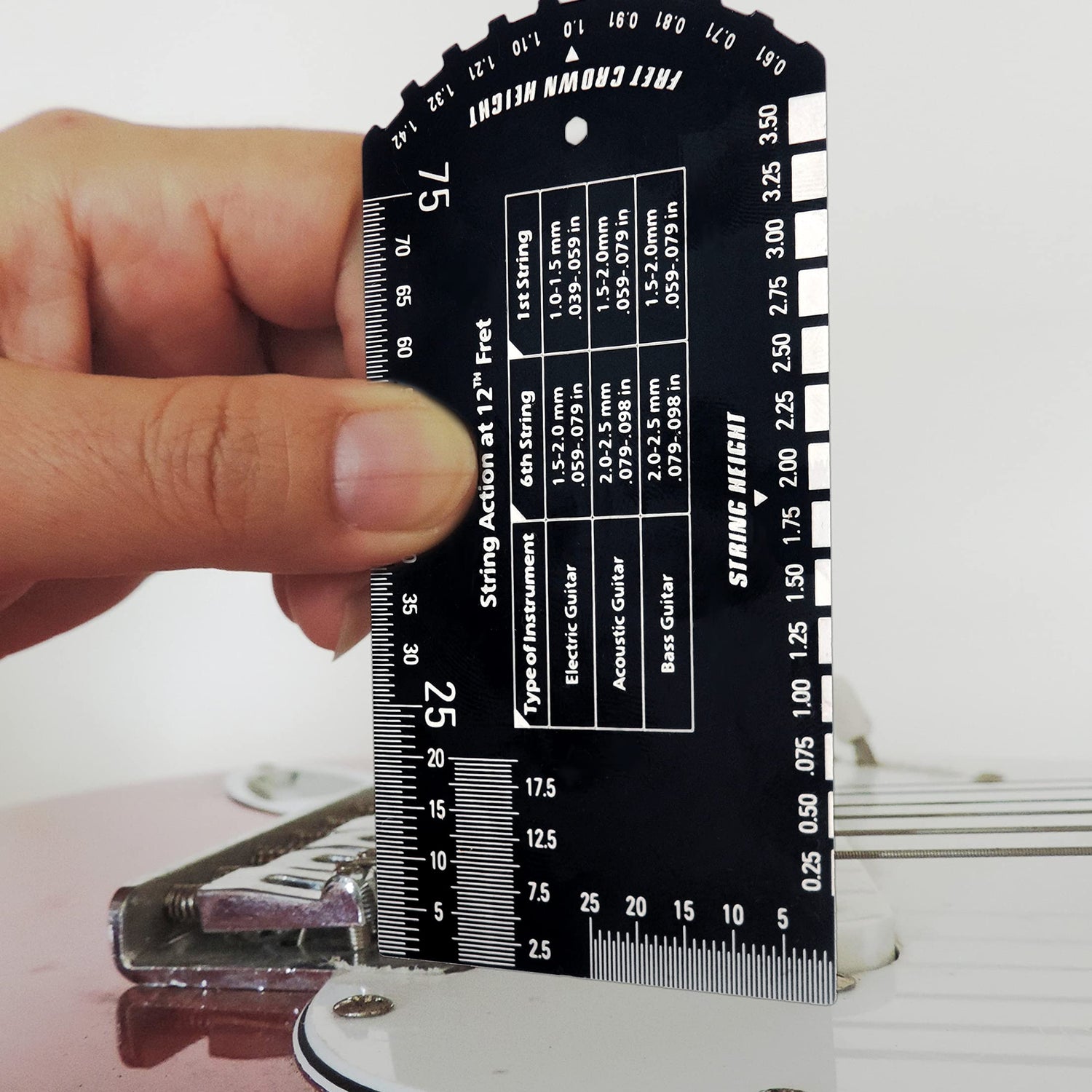 Baroque Stringed Instrument Action Ruler Gauge Luthier Measuring Tool for Electric Acoustic Guitar Bass Ukulele Mandolin Banjo SIG-10 Baroque