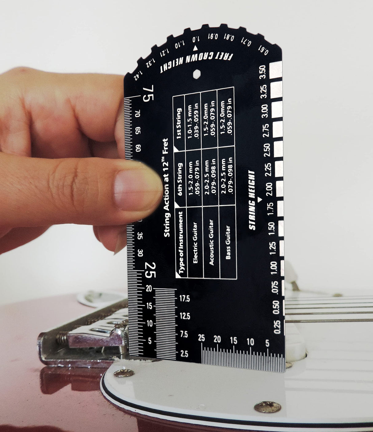 Baroque Stringed Instrument Action Ruler Gauge Luthier Measuring Tool for Electric Acoustic Guitar Bass Ukulele Mandolin Banjo SIG-10 Baroque