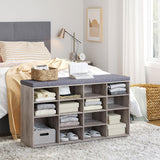 DINZI LVJ Shoe Storage Bench with Cushion, 16-Cubby Shoe Rack, Adjustable Shelves, Multifunctional Shoe Organizer Bench for Entryway, Mudroom, DINZI LVJ