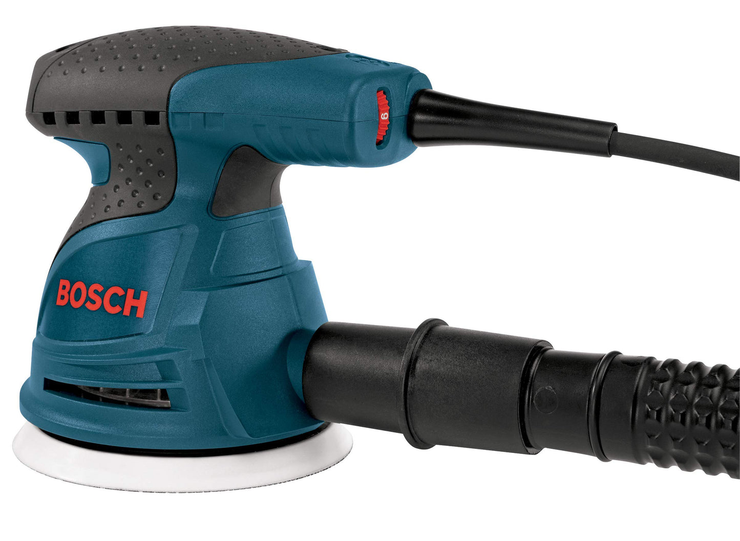 BOSCH ROS20VSC Palm Sander 2.5 Amp 5 In. Corded Variable Speed Random Orbital Sander/Polisher Kit with Dust Collector and Soft Carrying Bag, Blue