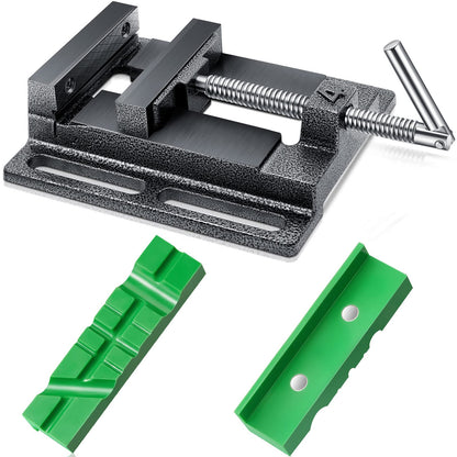Tools Drill Press Vise Metal Drill Press Vice Workbench Drill Vise Clamp with 2 Pieces Magnetic Vise Pads Multi Grooved Pads Set for Daily Working
