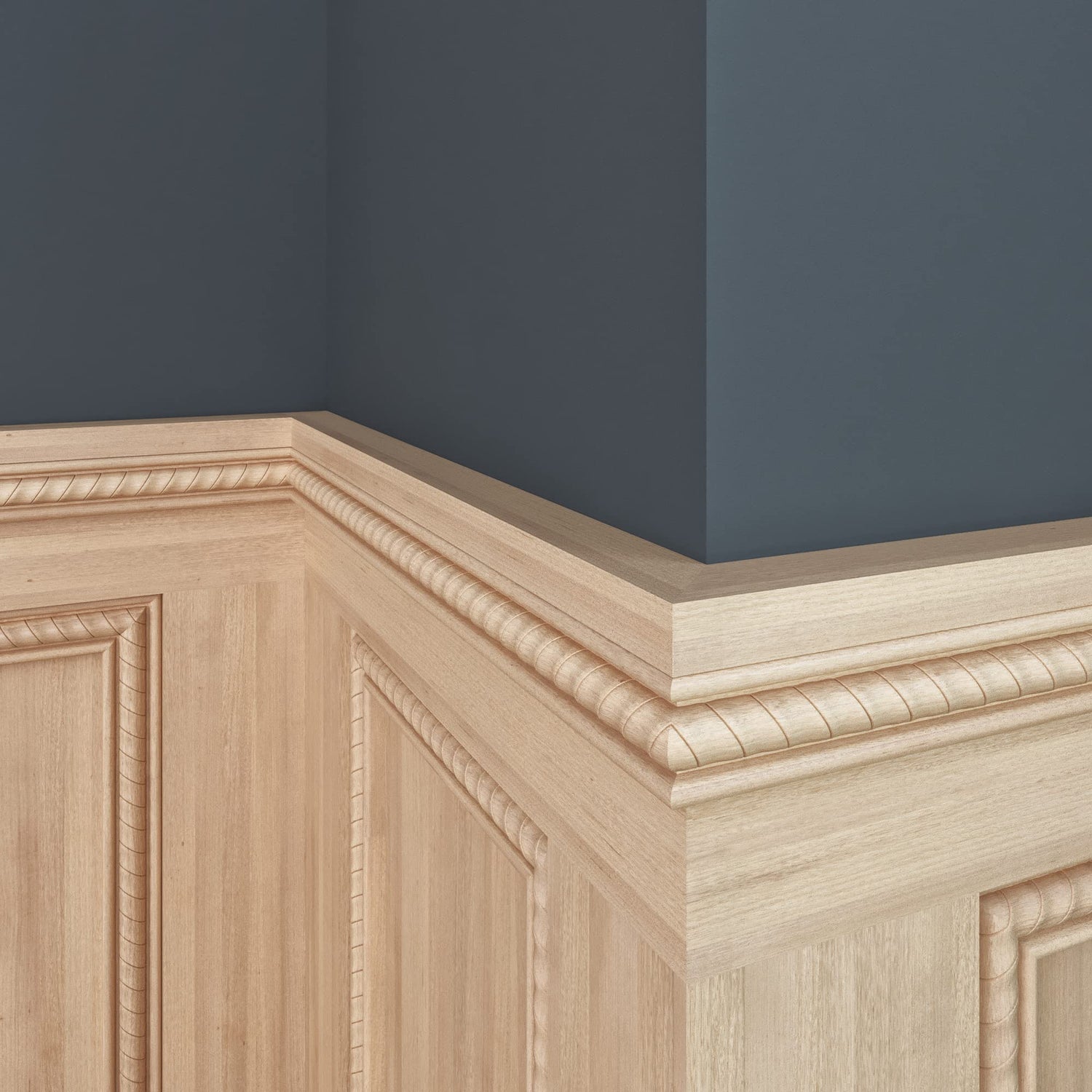 1831-4WHW Unfinished White Hardwood Rope Embossed Trim Moulding ORNAMENTAL