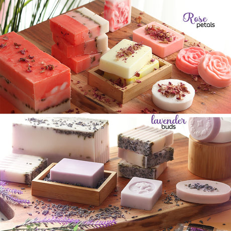 CraftZee Large Soap Making Kit - DIY Kits for Adults and Kids Supplies Includes Soap Base, Soap Cutter Box, Silicone Loaf Molds, Fragrances, Rose CraftZee