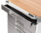 Seville Classics UltraHD Heavy Duty Rolling Cabinet Workbench Table w/Solid Wood Top Workstation for Garage, Office, Workshop, 6-Drawer (28" W x 25" Seville Classics