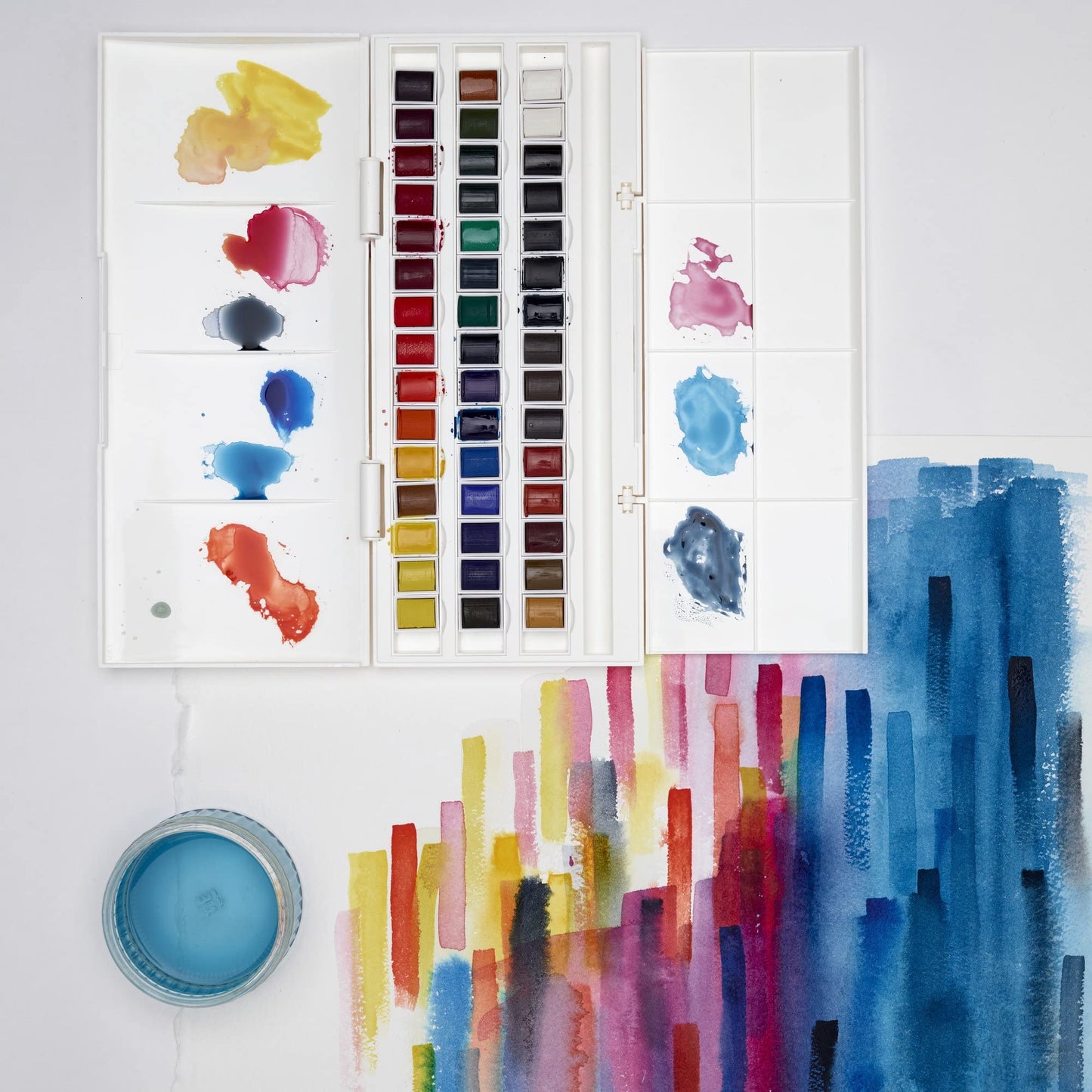 Winsor & Newton Cotman Watercolor Paint Set, Studio Set, 45 Half Pans w/ Brush