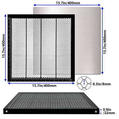 JZSDB Honeycomb Laser Bed 400x400x22mm(15.75"x15.75"x0.87") with Aluminum Panel, Honeycomb Working Table for Laser Cutter Engraver Table-Protecting, - WoodArtSupply