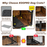 KOOPRO 40 Inch Dog Crate Furniture with Cushion for Large Medium Dogs, Wooden Heavy Duty Dog Kennel with Double Doors, Decorative Pet House Dog Cage KOOPRO