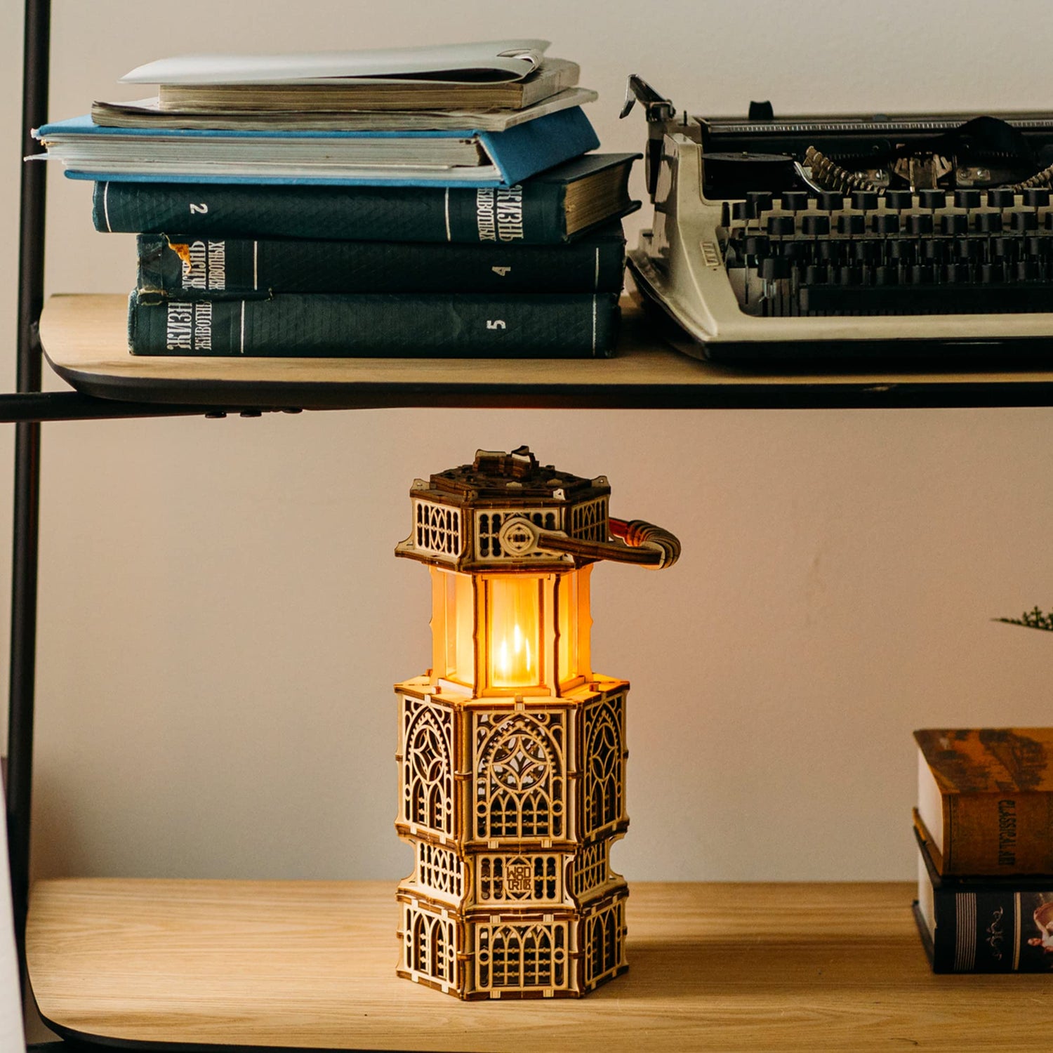 Wood Trick Antique Lantern LED 3D Wooden Puzzle - Engaging DIY Model for All Ages with Two Lighting Modes Wood Trick