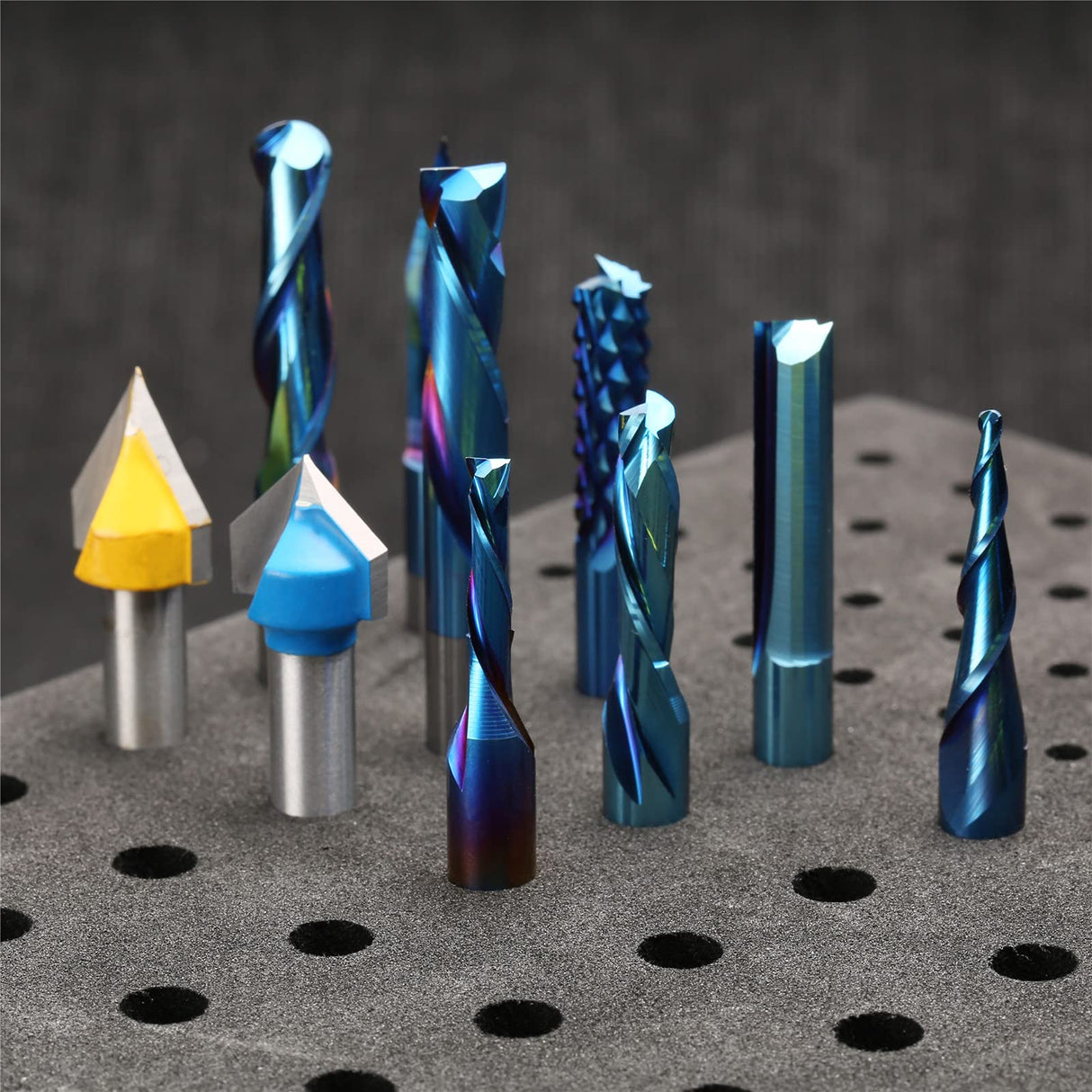 Genmitsu General Purpose CNC Router Bit Collection, 1/4" Shank, Nano Blue Coating, MC10A Genmitsu