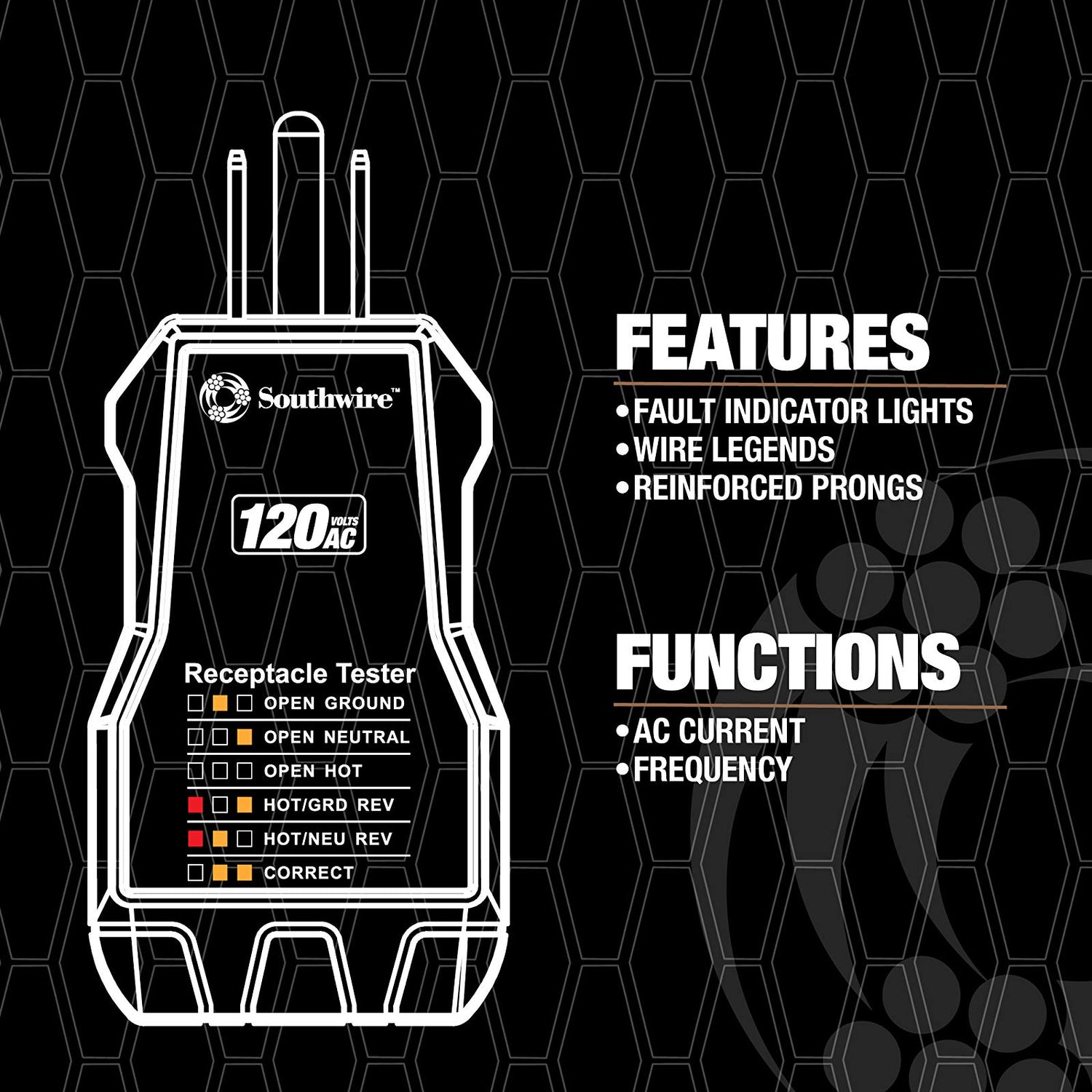 Southwire 40022S Receptacle Tester, Black Southwire