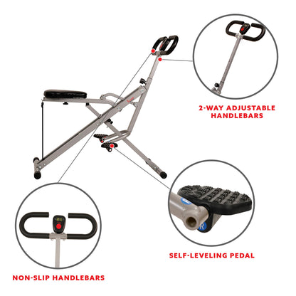 Sunny Health & Fitness Squat Assist Row-N-Ride™ Trainer for Glutes Workout with Online Training Video - WoodArtSupply