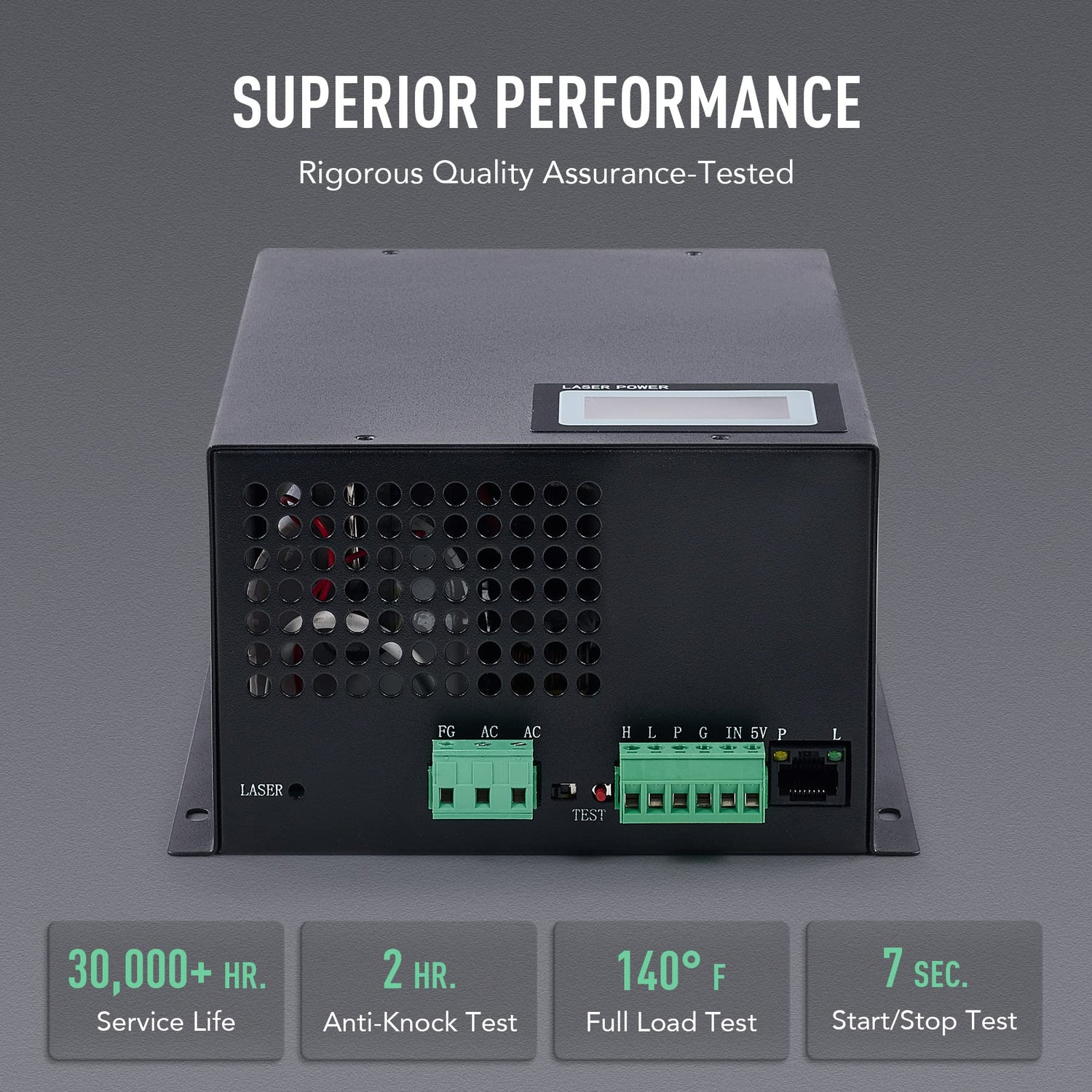 OMTech 60W Laser Power Supply for CO2 Laser Engravers & Cutters, Digital Power Supply with Real Time Display Safety Protection, MYJG-60 Power Supply OMTech