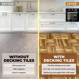 Interlocking Deck Tile (Pack of 10, 12"x12") Acacia Hardwood Deck Tile, Interlocking Patio Tile in Solid Acacia Wooden Oiled Finish Waterproof all RAKYTO