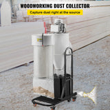 VEVOR 2 HP Dust Collector, Portable Cyclone Dust Collector, 1,500 CFM Woodworking Dust Collector with 13.2-Gallon Collection Drum and Mobile Base, VEVOR