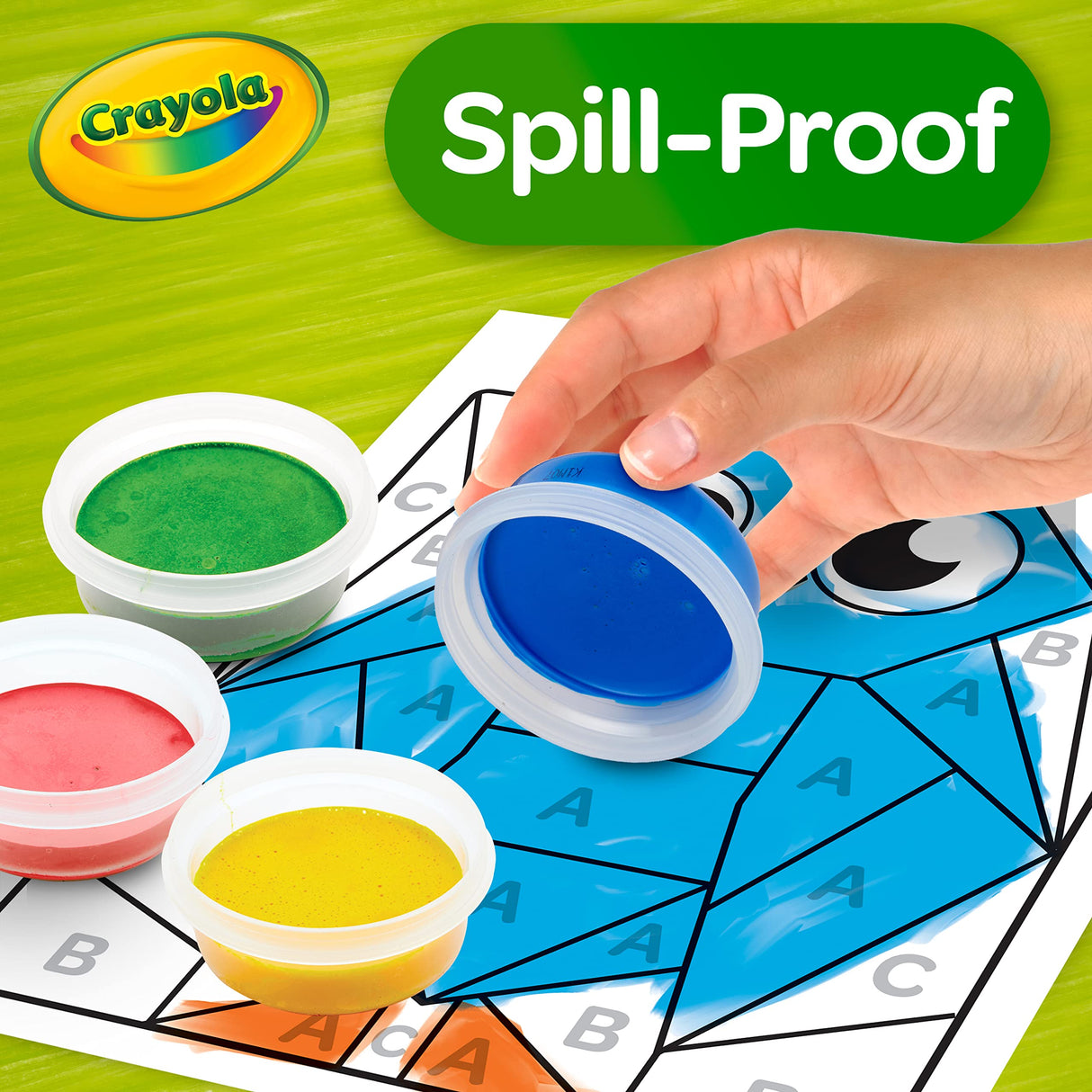 Crayola Spill Proof Paint Set (8ct), Washable Toddler Paint Kit, with Activity Pages, Kids Paint Brushes, Paint Pots, Ages 3+ Crayola