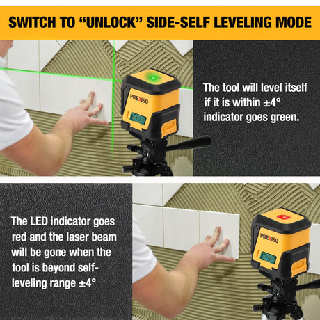 PREXISO Laser Level with Tripod, 65Ft Self Leveling Cross Line Laser Level, Green Line leveler Tool for Hanging Pictures, Floor Tile, Home Renovation Prexiso