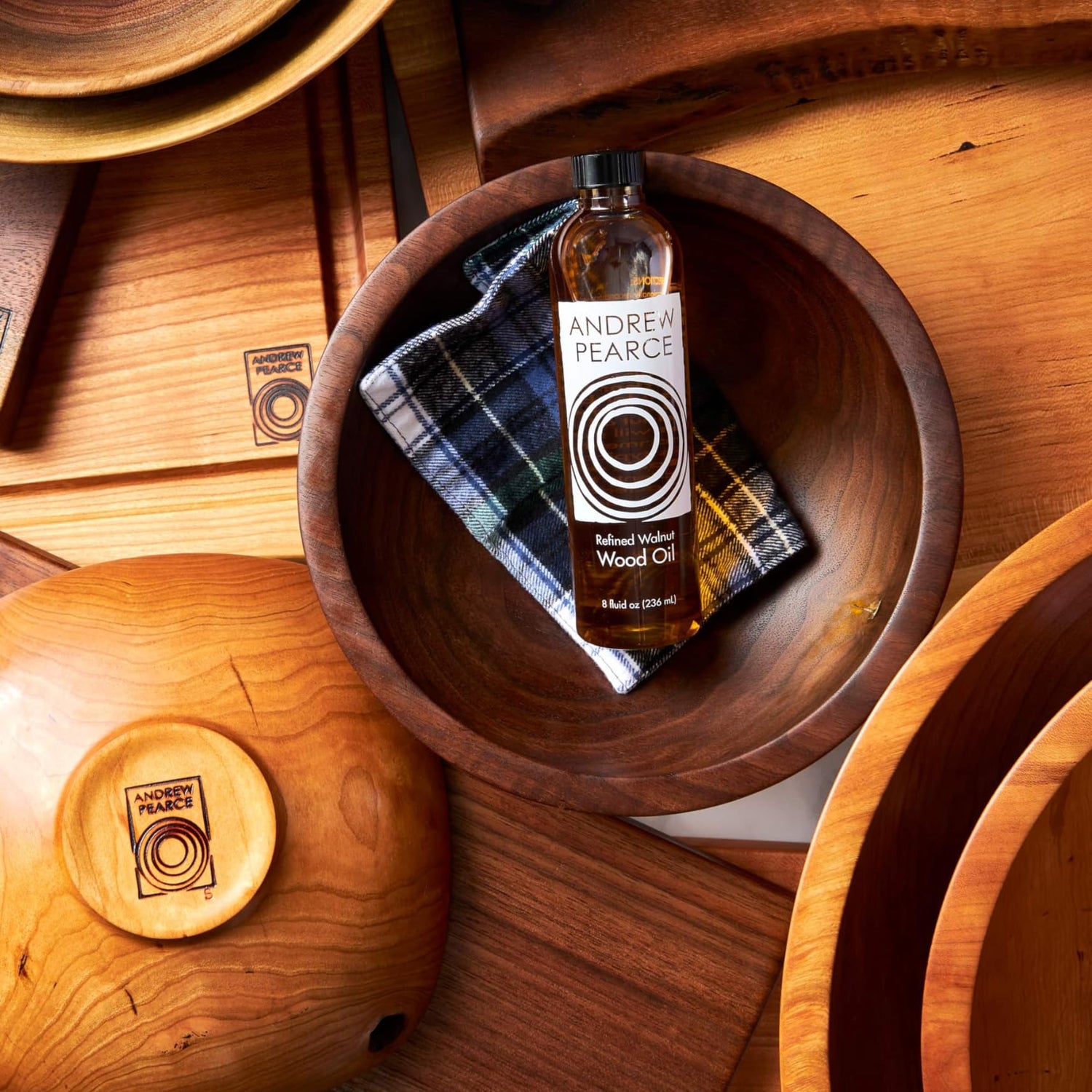 Andrew Pearce Premium Walnut Wood Oil Bowl Conditioner 8oz - Wooden Bowl and Cutting Board Oil Andrew Pearce