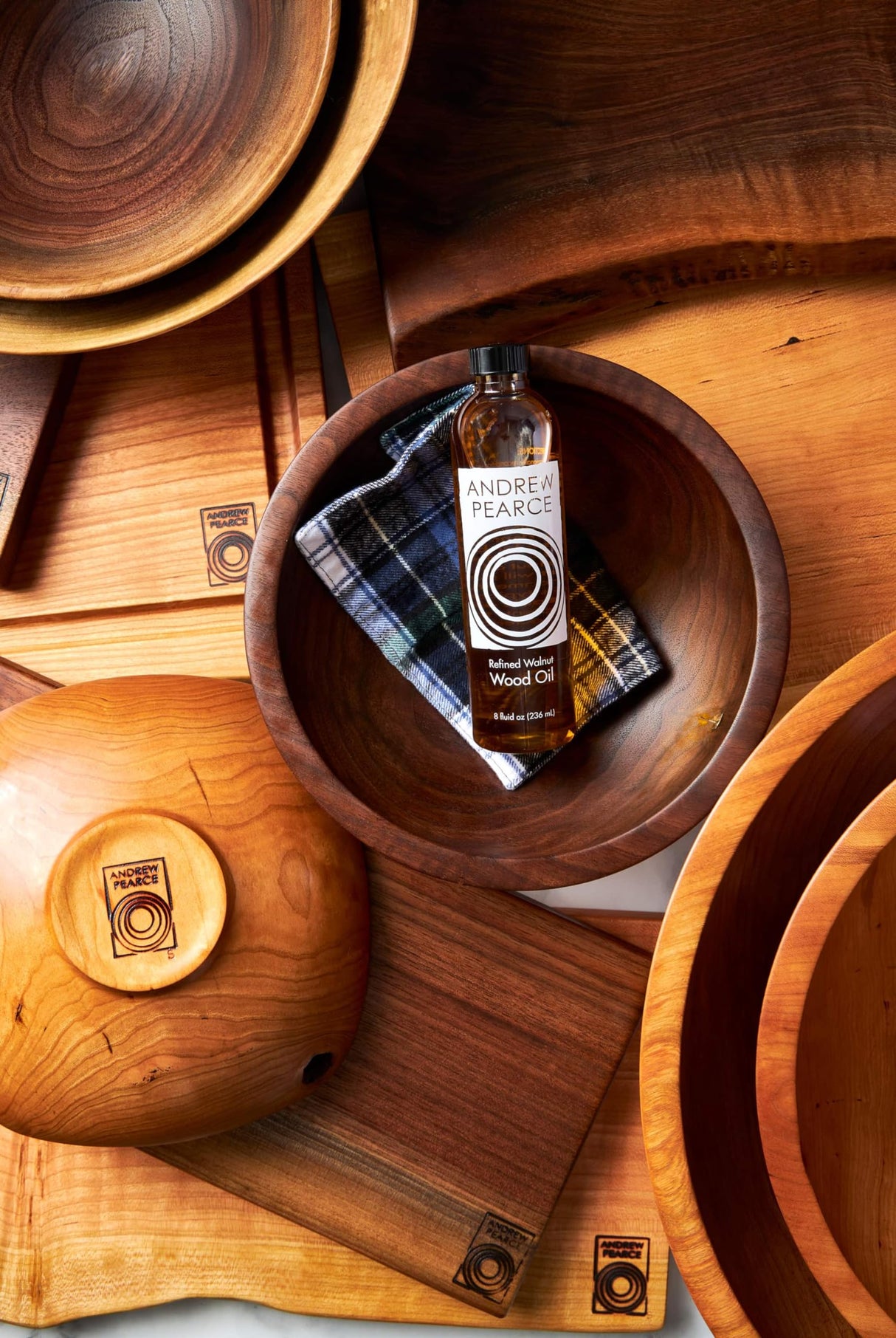 Andrew Pearce Premium Walnut Wood Oil Bowl Conditioner 8oz - Wooden Bowl and Cutting Board Oil Andrew Pearce