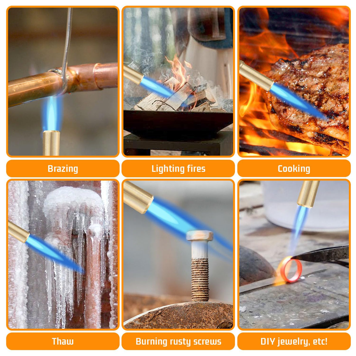 DOMINOX Propane Torch Head for MAP, MAPP and Propane Tank, High Intensity Trigger Start Torch, for Soldering, Ignition, Cooking, Lighting DOMINOX